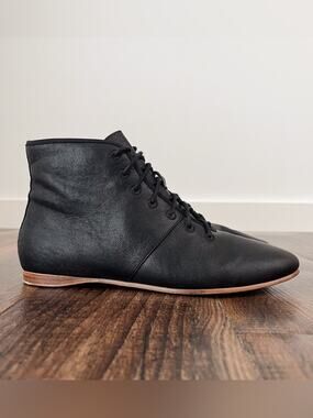 American Duchess Emma Regency Leather Boots Lace Up 1800s Style Size 6.5 Black
